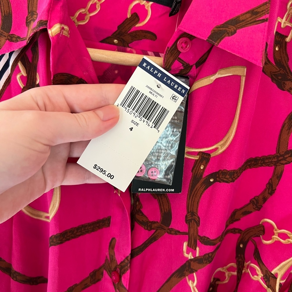 Ralph Lauren Fuchsia Long Sleeve Dress NWT - Picture 3 of 3